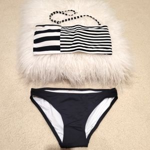 NWOT Michael Kors Stripe Lace-Up Bandeau Bikini Women's Size XS